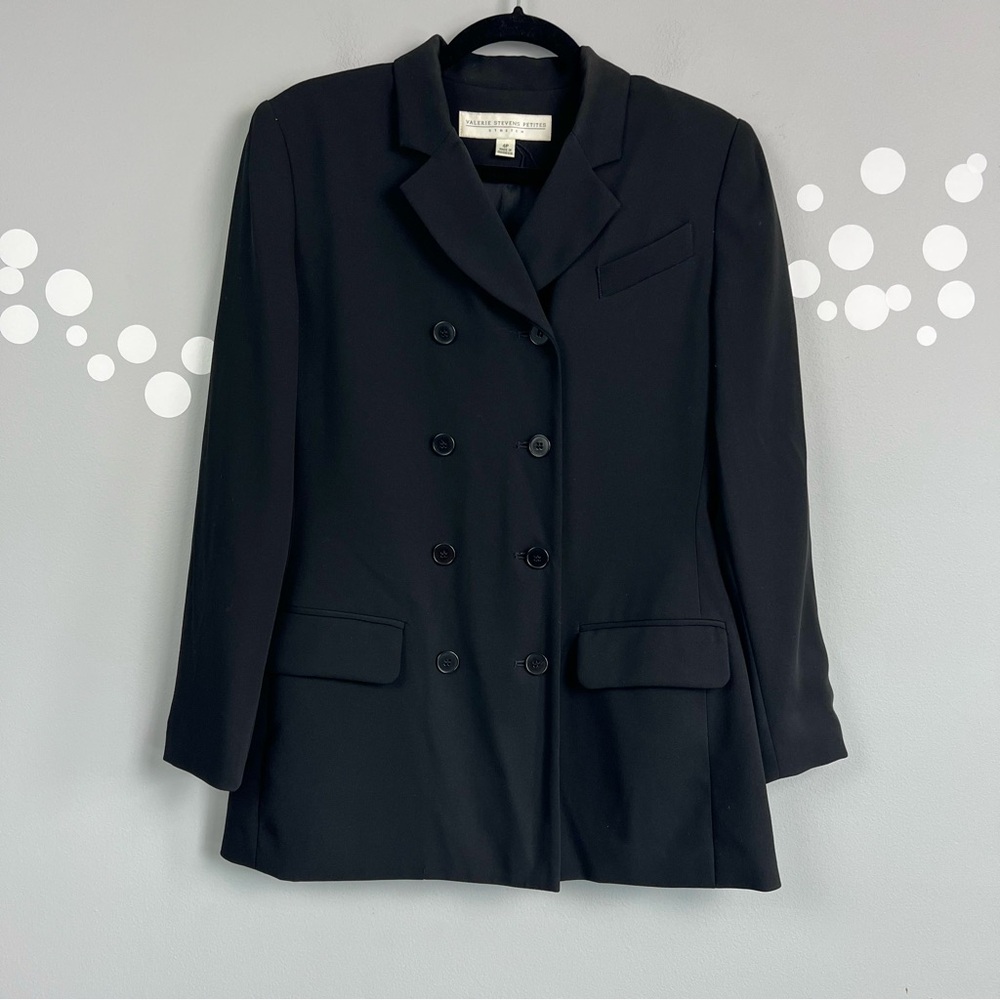 Vintage Valerie Stevens Black Blazer Jacet Size 4P